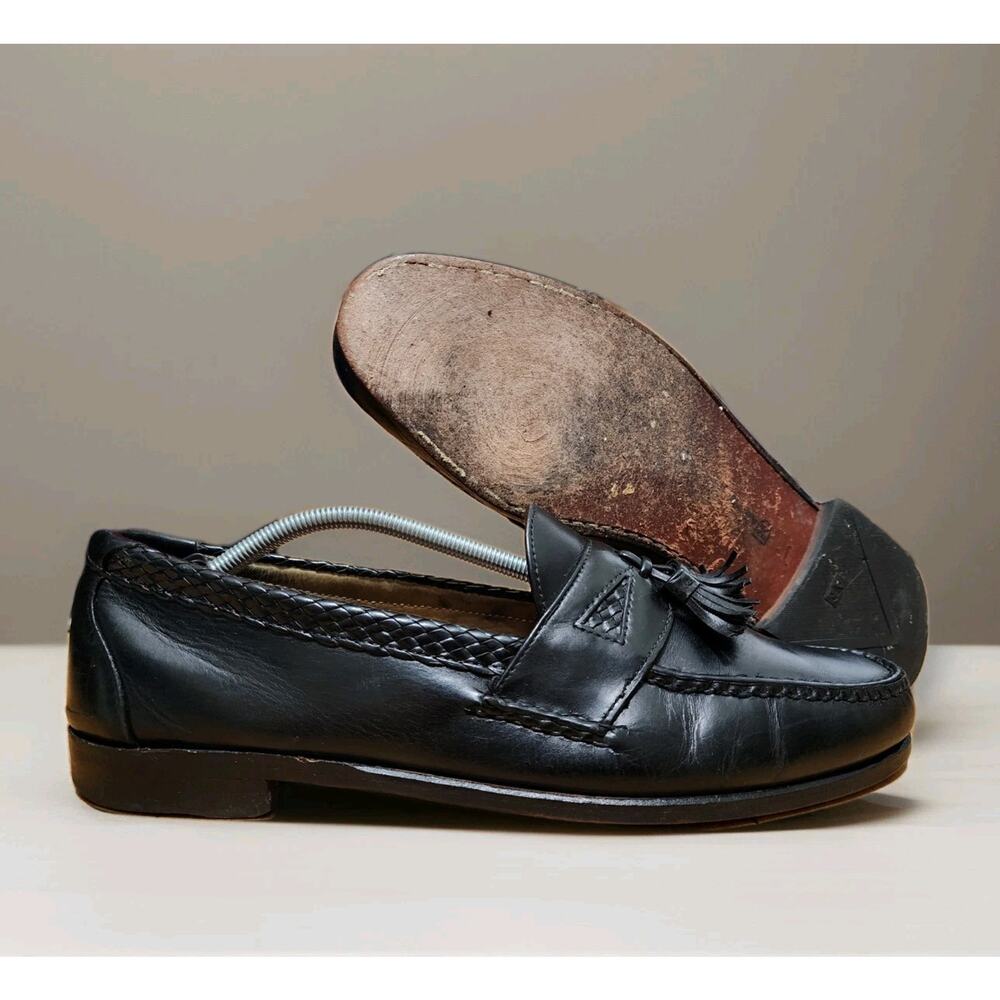 Allen Edmonds Maxfield Loafers Men 13 A Black Leather Dress Shoes Slip On Tassel